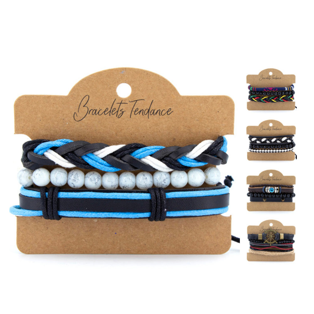 Leather Cord Bracelet 12Pcs
