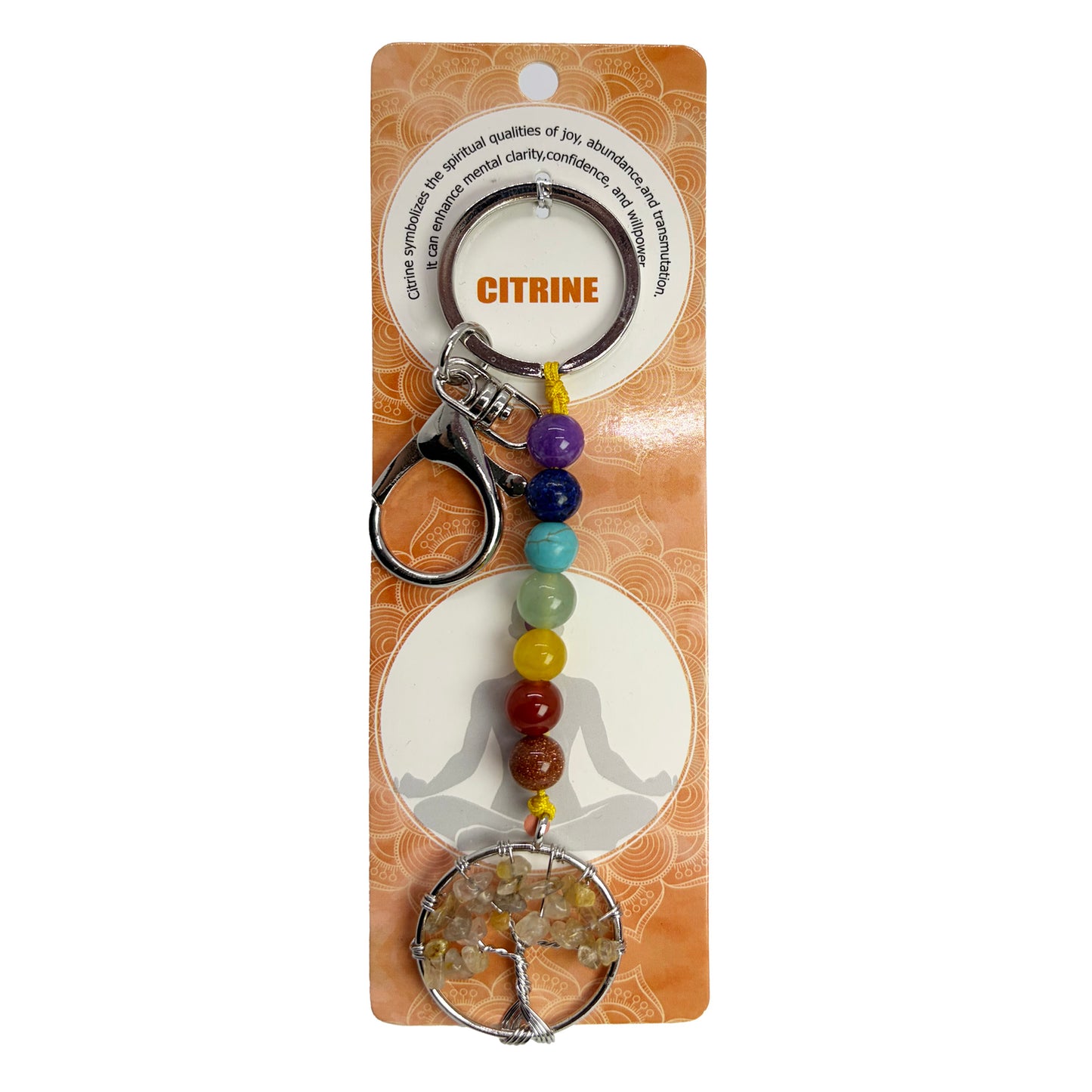 Natural TREE CHAKRA Stone Keychain 1 Pcs