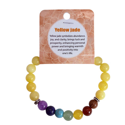 Natural Yellow Jade Stone Bracelet 8mm
