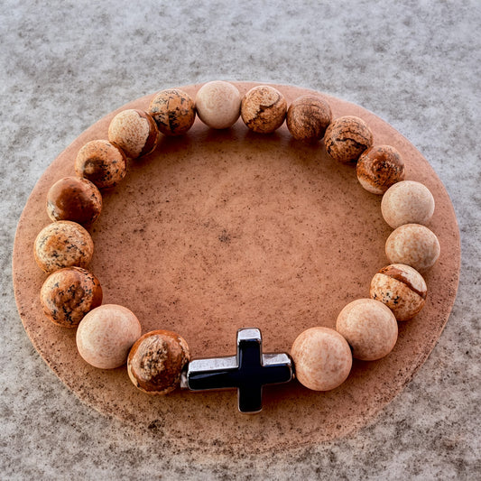 Natural JASPER PICASSO  Stone Bracelet 10mm 1Pcs