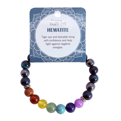Natural Tiger Eye & Hematite Stone Bracelet 8mm