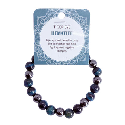 Natural Tiger Eye & Hematite Stone Bracelet 8mm