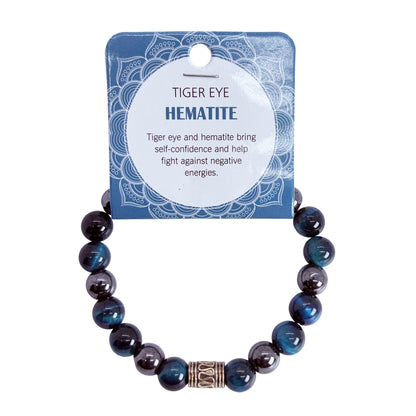 Natural Tiger Eye & Hematite Stone Bracelet 8mm