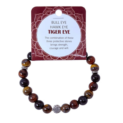 Natural Bull Eye, Hawk Eye & Tiger Eye Stone Bracelet 8mm