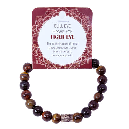 Natural Bull Eye, Hawk Eye & Tiger Eye Stone Bracelet 8mm
