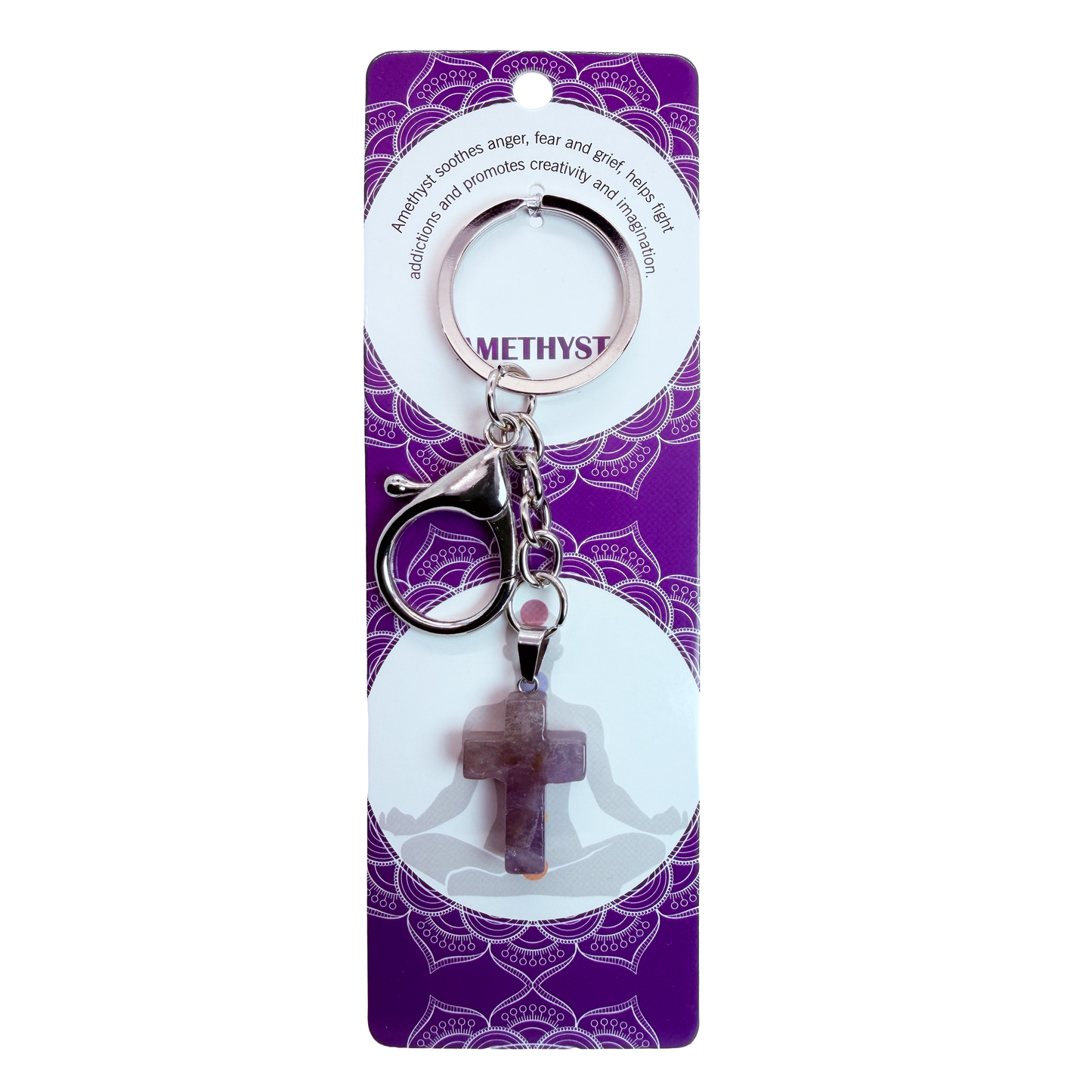 Natural Cross Stone Keychain 1 Pcs