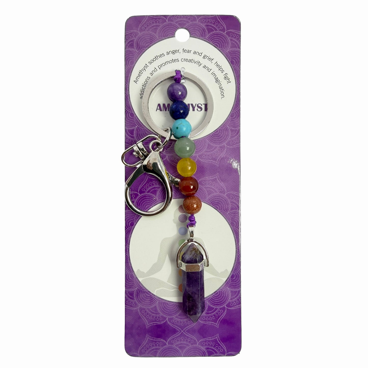 Natural Bullet Shape Stone Keychain 1 Pcs