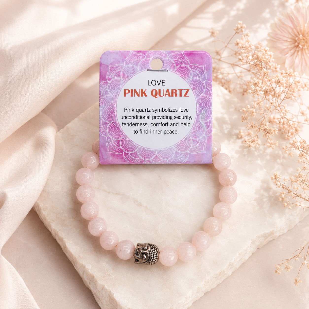 Natural Pink Quartz Stone Bracelet 8mm