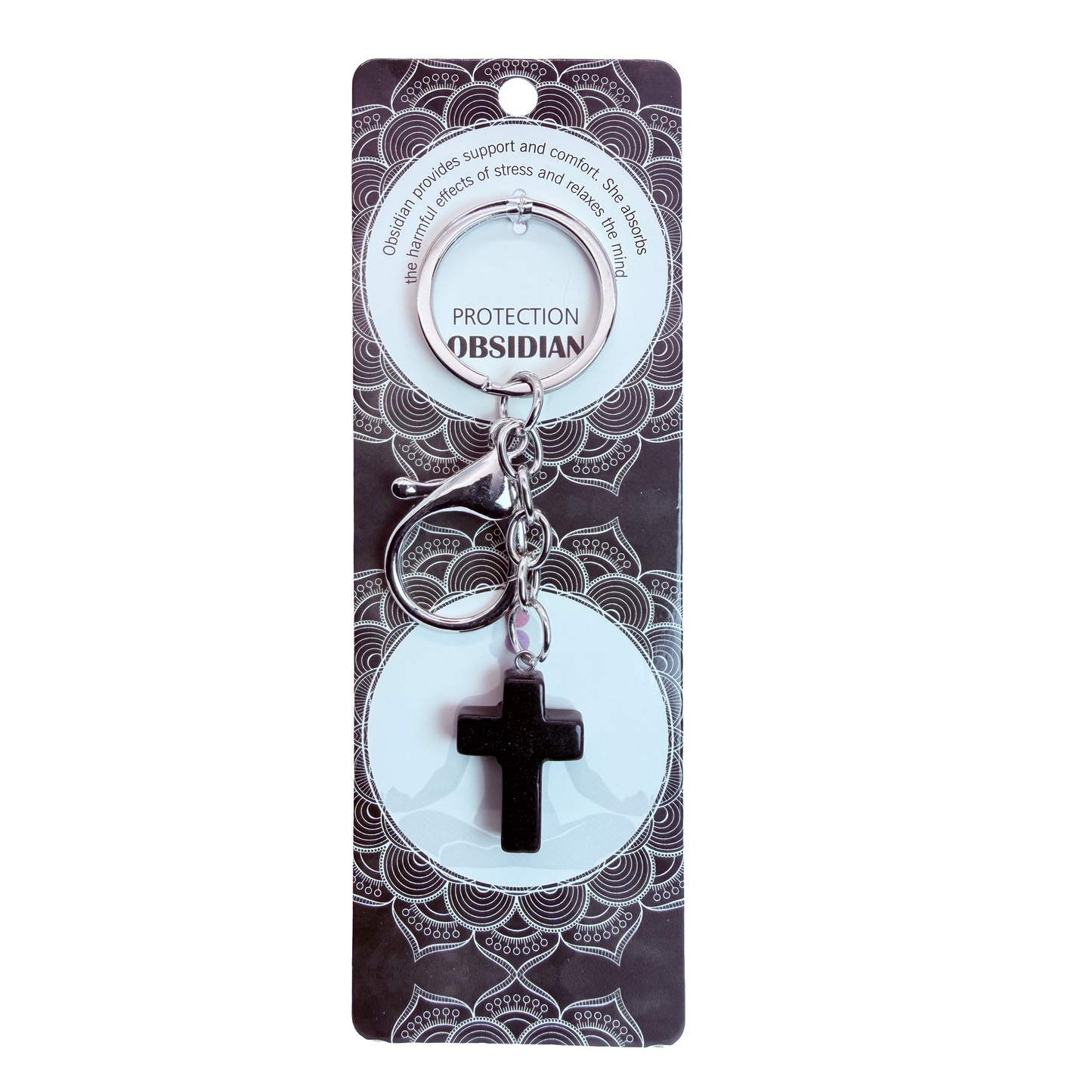Natural Cross Stone Keychain 1 Pcs