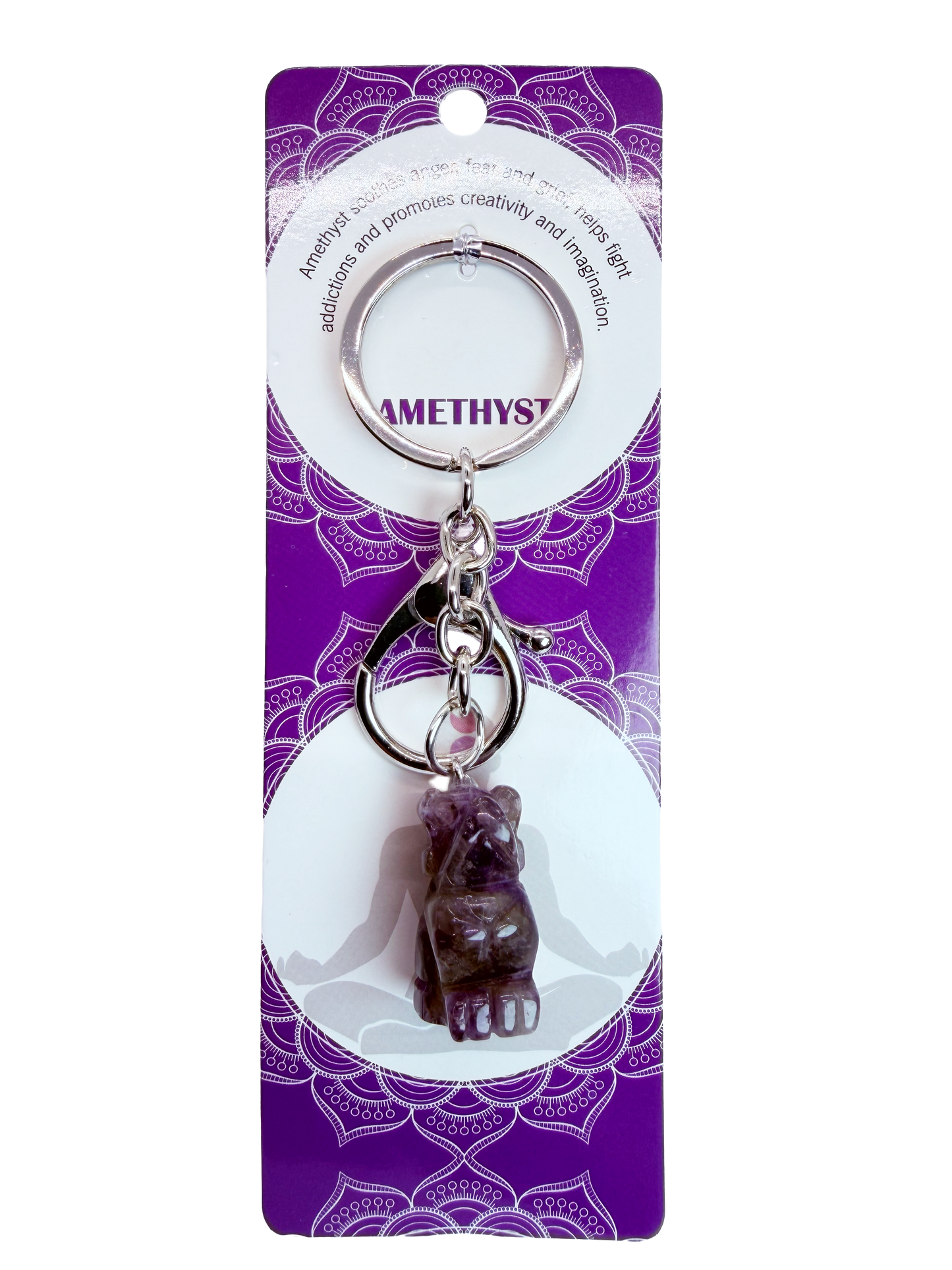 Natural Dog Stone Keychain 1 Pcs