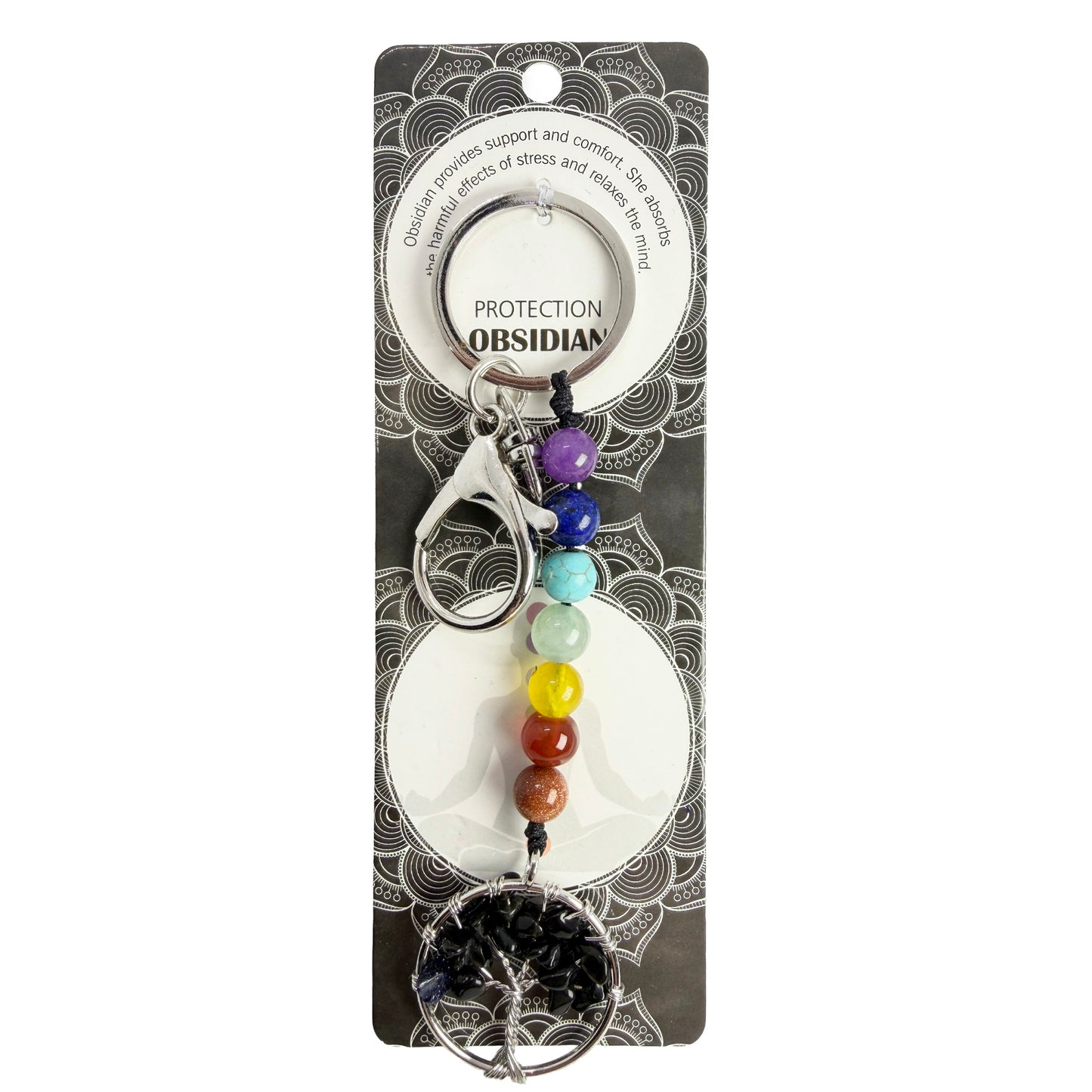 Natural TREE CHAKRA Stone Keychain 1 Pcs