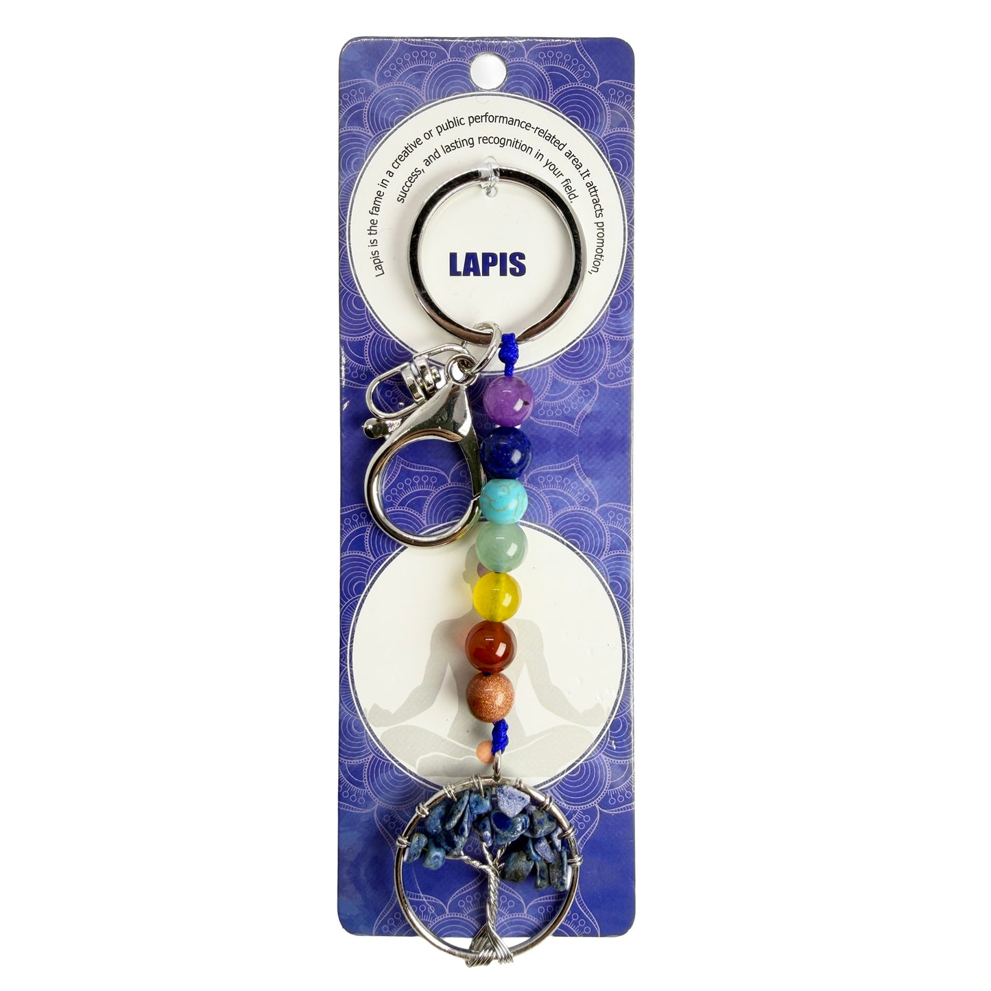 Natural TREE CHAKRA Stone Keychain 1 Pcs