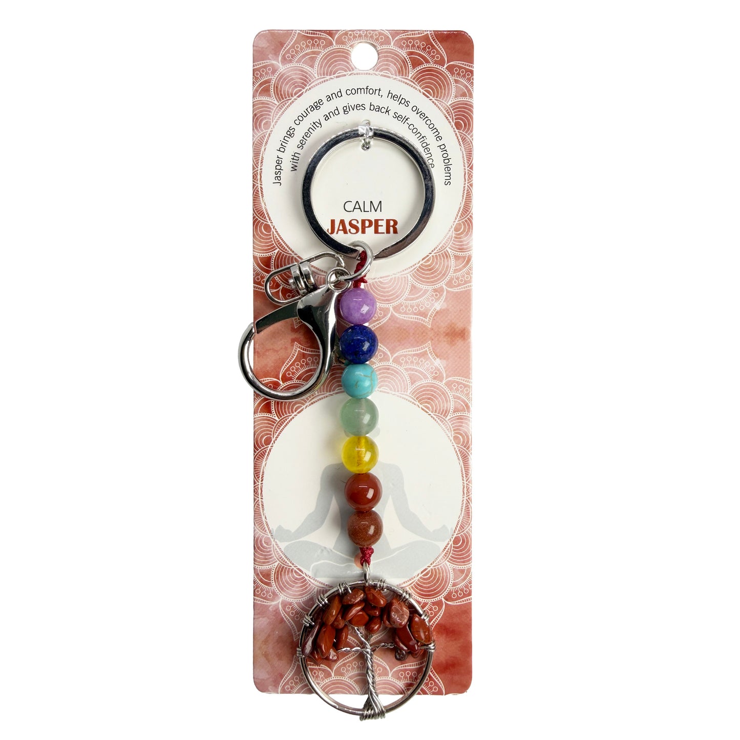 Natural TREE CHAKRA Stone Keychain 1 Pcs