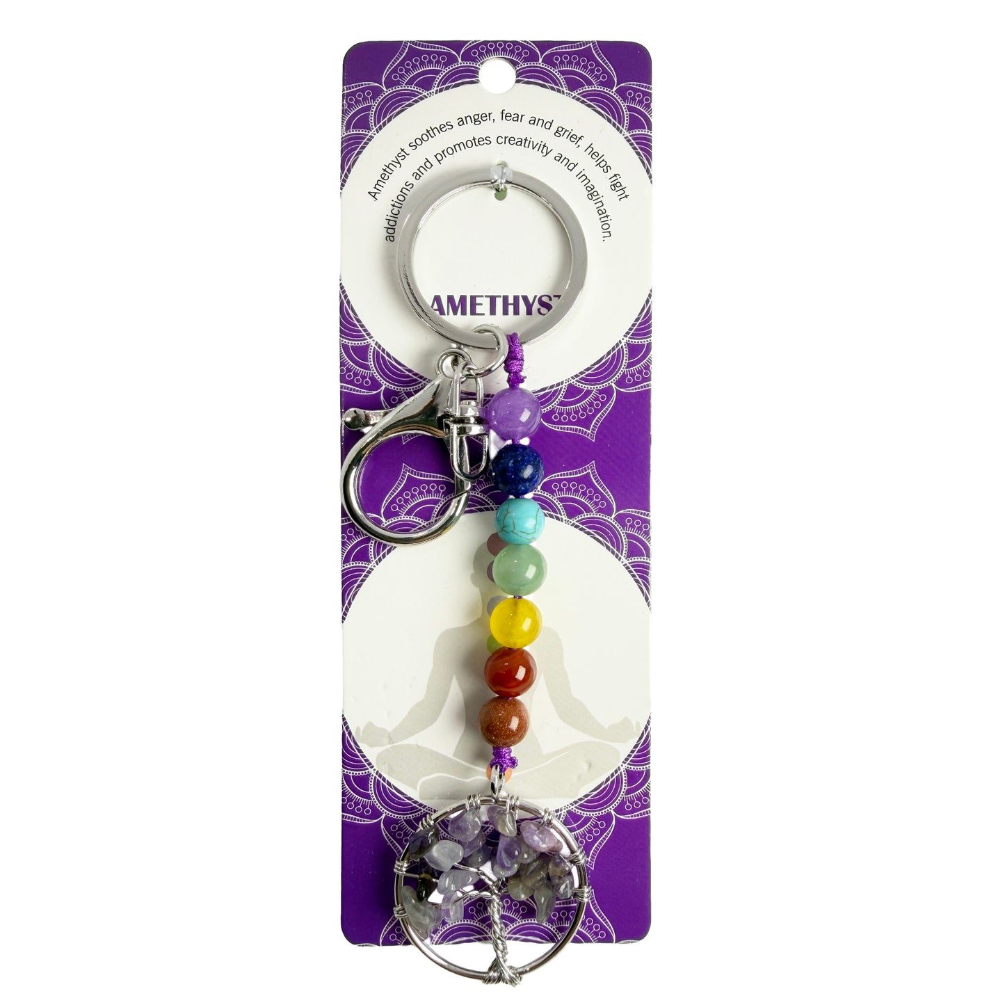 Natural TREE CHAKRA Stone Keychain 1 Pcs