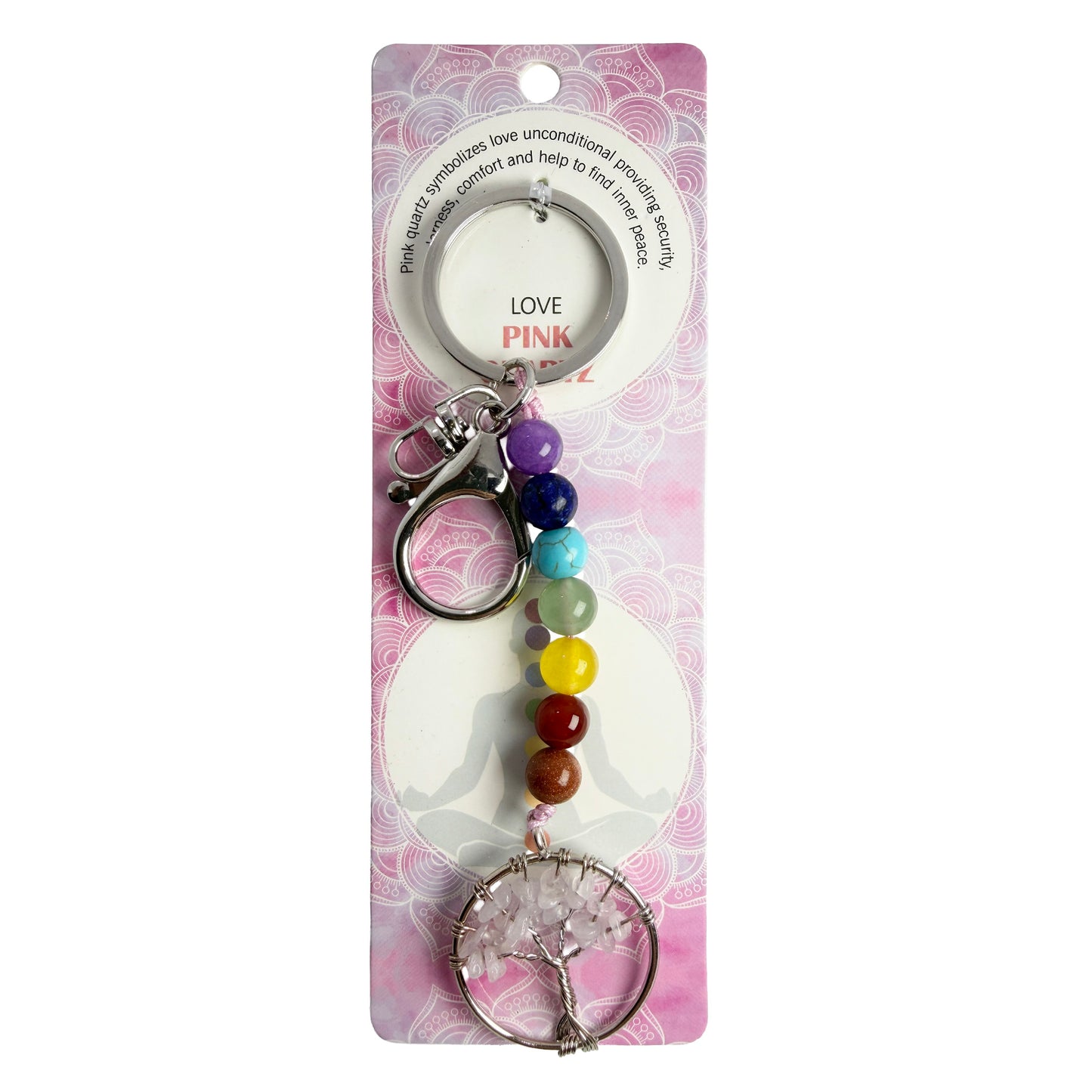Natural TREE CHAKRA Stone Keychain 1 Pcs