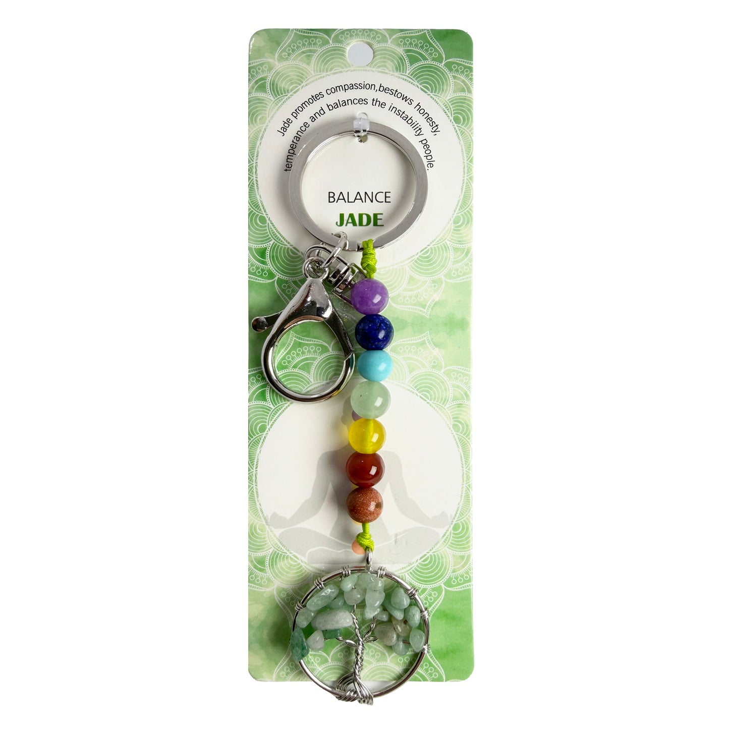 Natural TREE CHAKRA Stone Keychain 1 Pcs