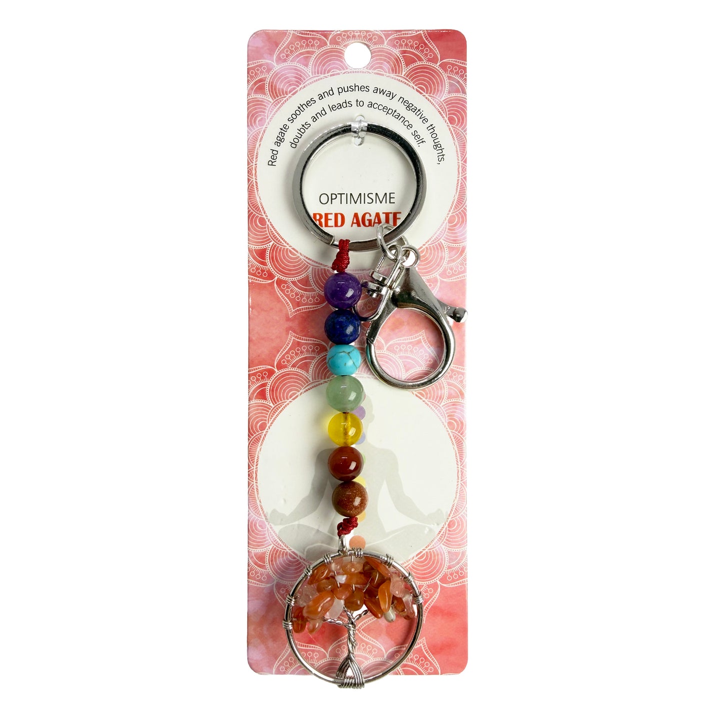Natural TREE CHAKRA Stone Keychain 1 Pcs