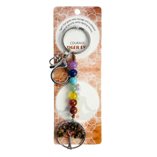Natural TREE CHAKRA Stone Keychain 1 Pcs