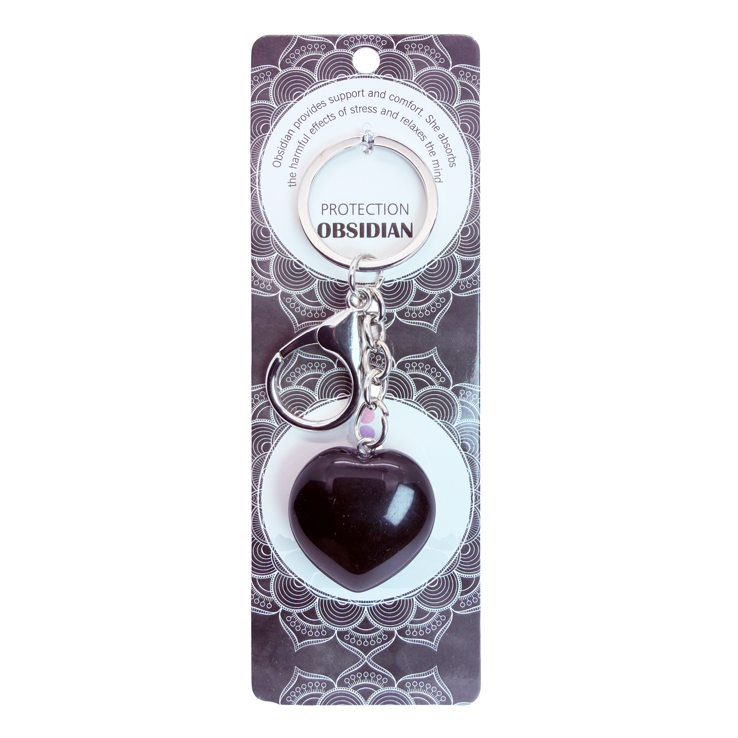 Natural Heart Stone Keychain 1 Pcs