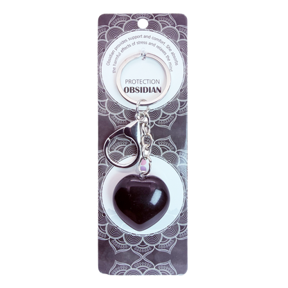 Natural Heart Stone Keychain 1 Pcs