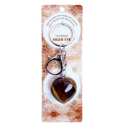 Natural Heart Stone Keychain 1 Pcs