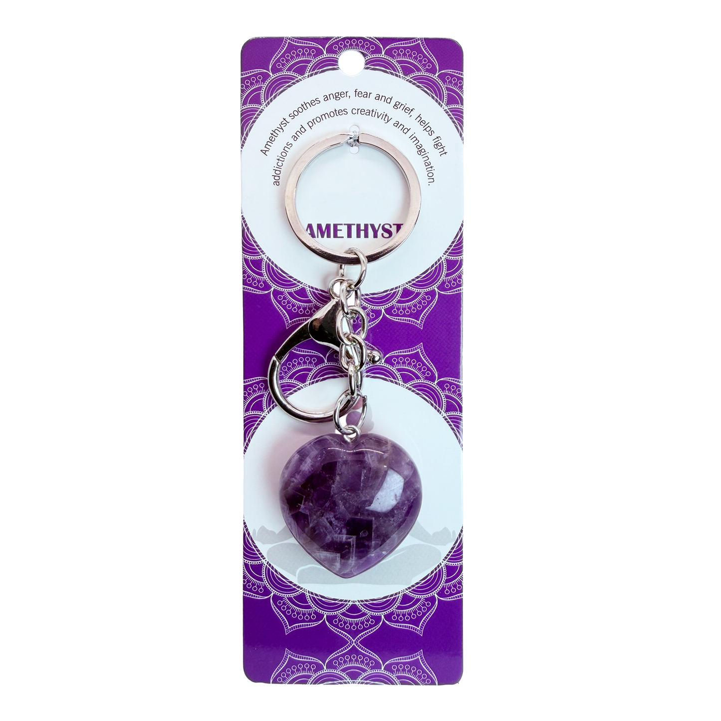 Natural Heart Stone Keychain 1 Pcs