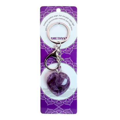 Natural Heart Stone Keychain 1 Pcs