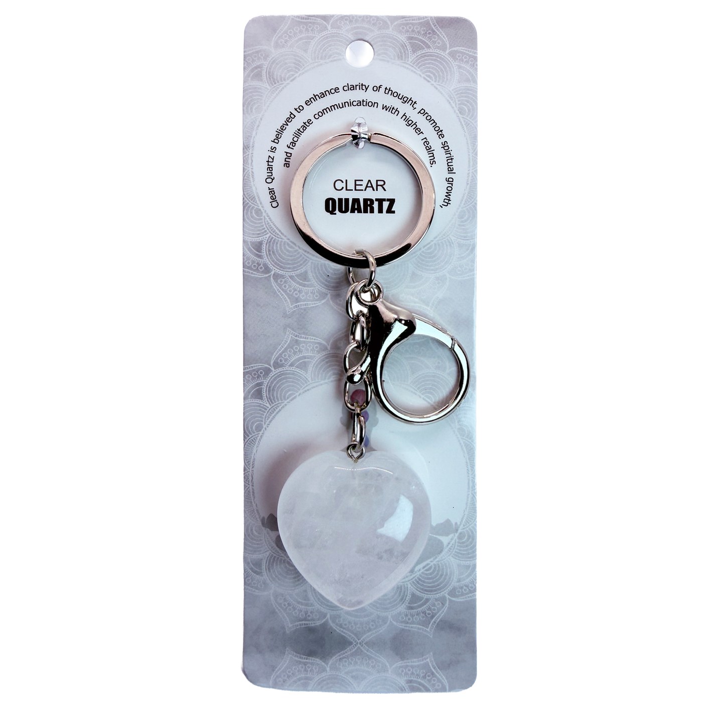 Natural Heart Stone Keychain 1 Pcs