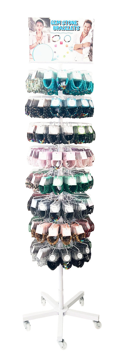 Natural Stone Bracelet 8mm with Floor Display 672pcs