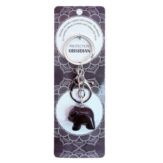 Natural Bear Stone Keychain 1 Pcs