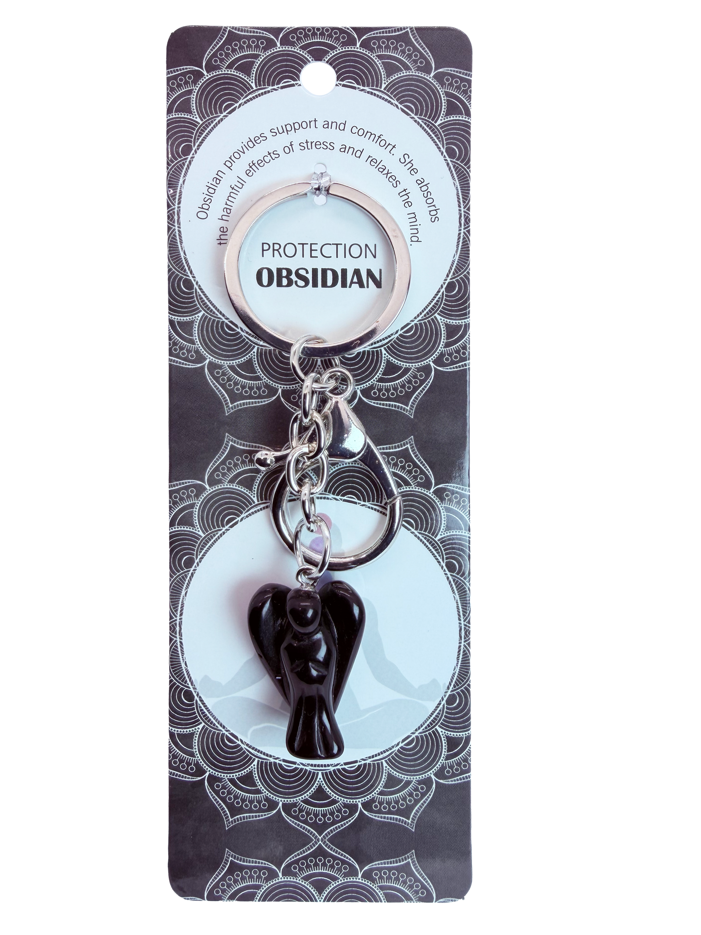 Natural Angel Stone Keychain 1 Pcs