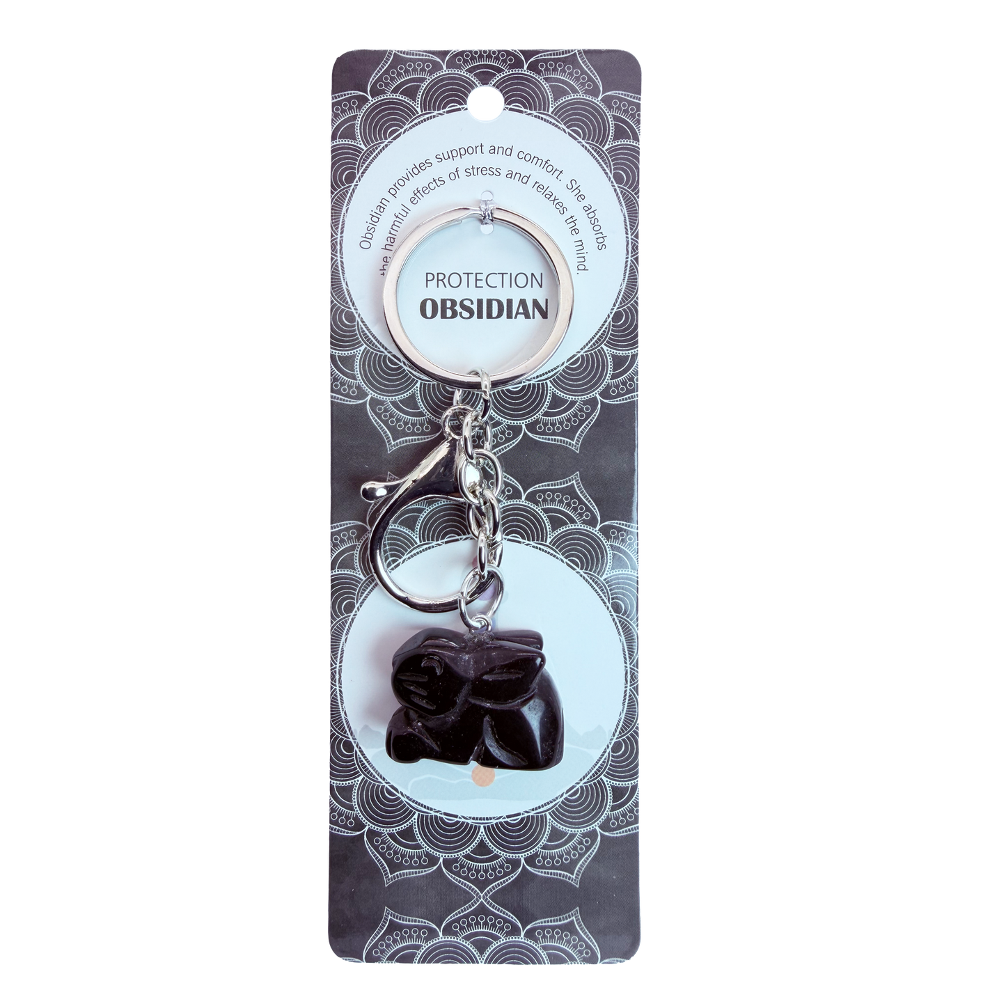 Natural Rabbit Stone Keychain 1 Pcs