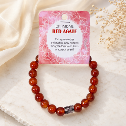 Natural Red Agate Stone Bracelet 8mm