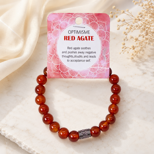Natural Red Agate Stone Bracelet 8mm