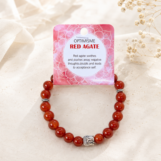 Natural Red Agate Stone Bracelet 8mm