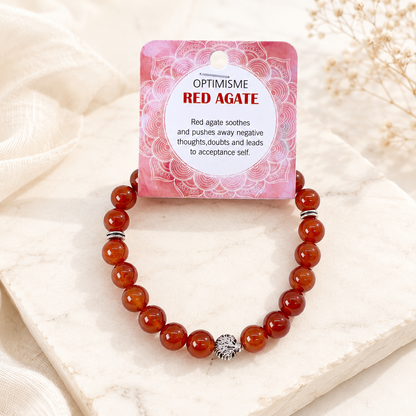 Natural Red Agate Stone Bracelet 8mm
