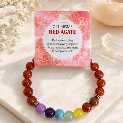 Natural Red Agate Stone Bracelet 8mm