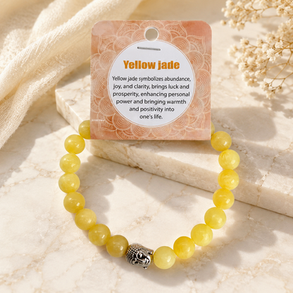 Natural Yellow Jade Stone Bracelet 8mm