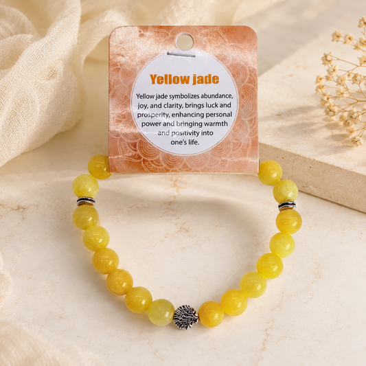Natural Yellow Jade Stone Bracelet 8mm