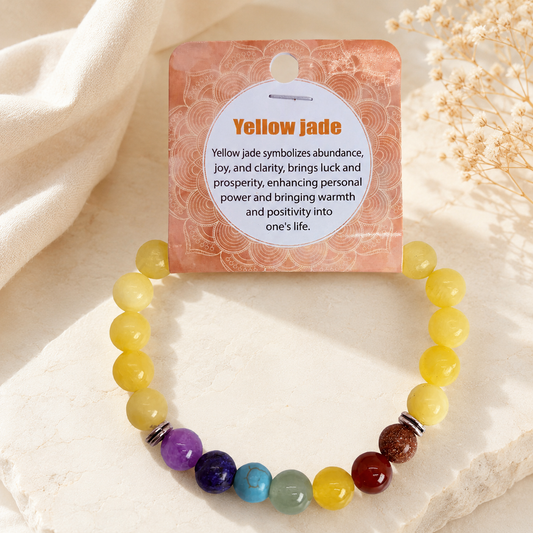 Natural Yellow Jade Stone Bracelet 8mm