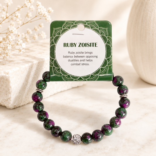 Natural Ruby Zoisite Stone Bracelet 8mm