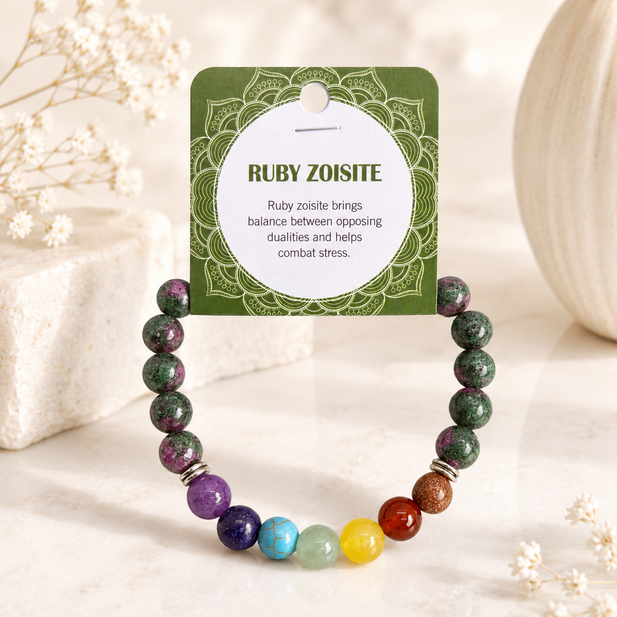 Natural Ruby Zoisite Stone Bracelet 8mm