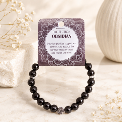 Natural Obsidian Stone Bracelet 8mm