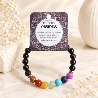 Natural Obsidian Stone Bracelet 8mm