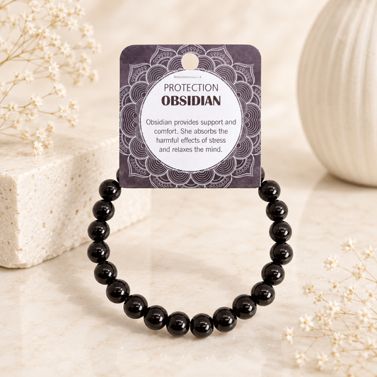 Natural Obsidian Stone Bracelet 8mm