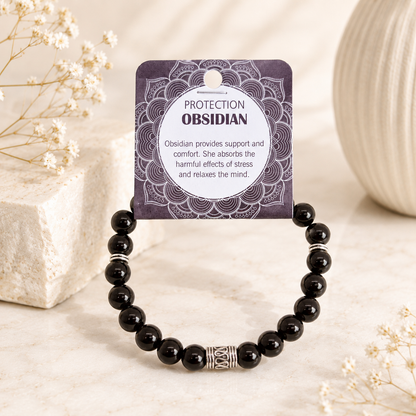 Natural Obsidian Stone Bracelet 8mm