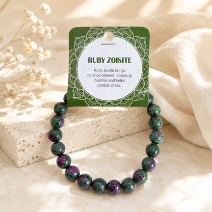 Natural Ruby Zoisite Stone Bracelet 8mm