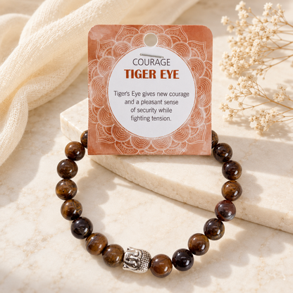 Natural Tiger Eye Stone Beaded Bracelet 8mm