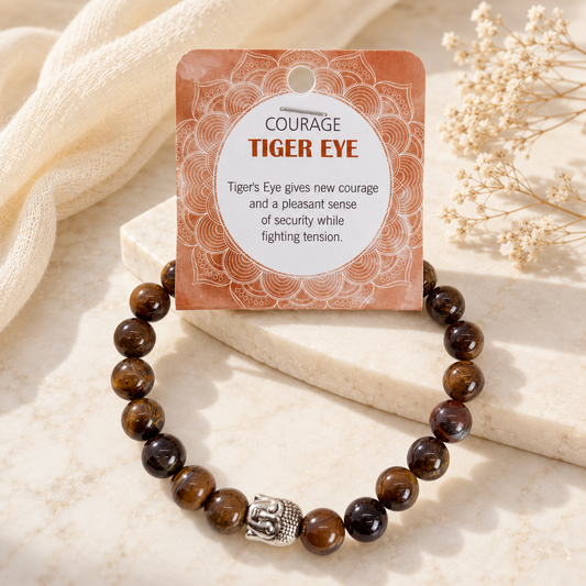 Natural Tiger Eye Stone Beaded Bracelet 8mm