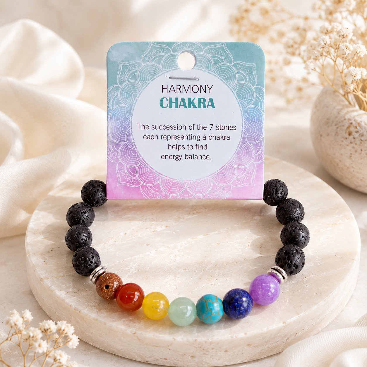 Natural Harmony Chakra Stone Bracelet 8mm